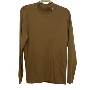 Lauren Ralph Lauren Mock Neck Ribbed Knit Khaki Logo Sweater Women’s Size 1x